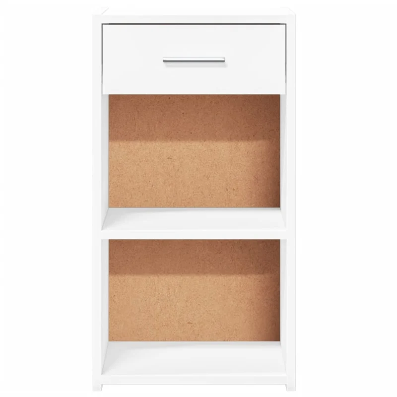 Lot de 2 tables de chevet avec étagères et tiroir 35 x 34 x 65 cm bois d'ingénierie blanc DEC034860