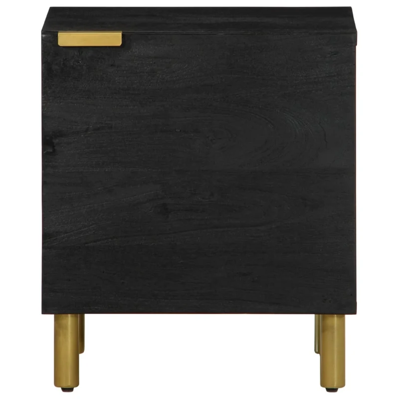 Lot de 2 tables de chevet avec compartiment avec porte 40 x 33 x 46 cm bois de manguier noir DEC035521