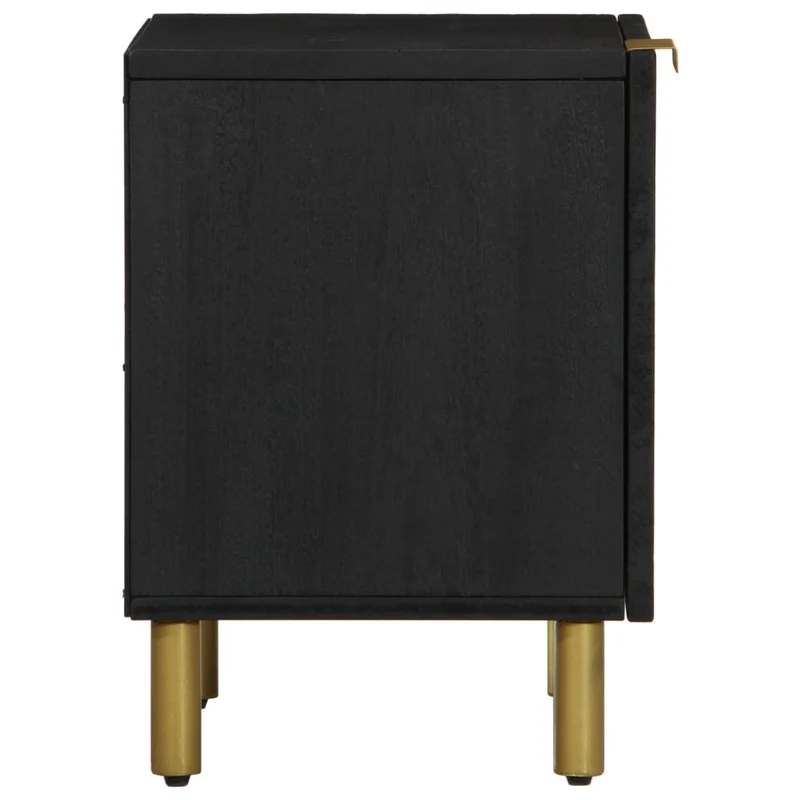 Lot de 2 tables de chevet avec compartiment avec porte 40 x 33 x 46 cm bois de manguier noir DEC035521