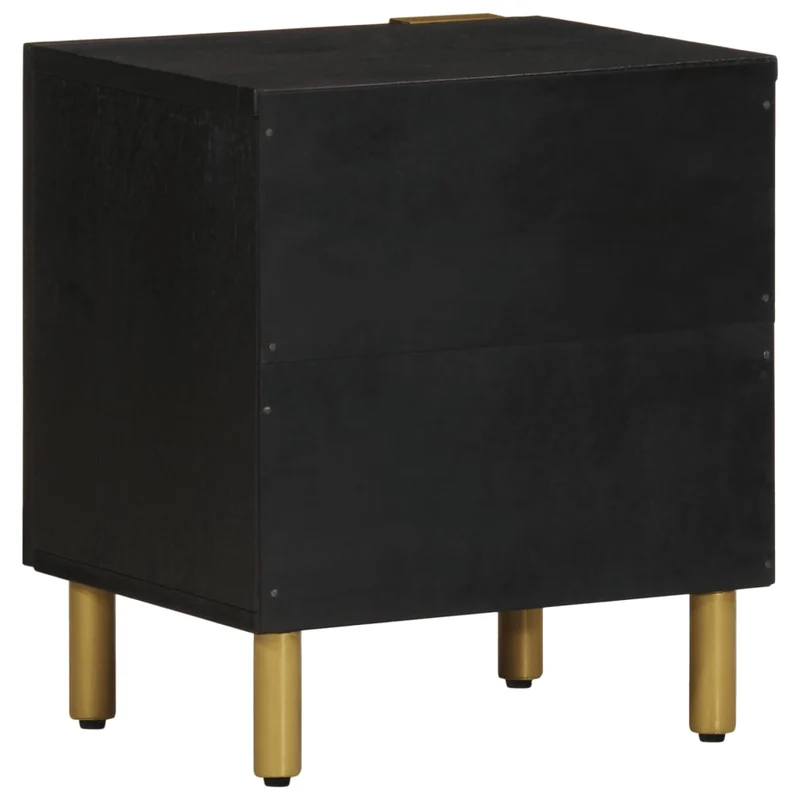 Lot de 2 tables de chevet avec compartiment avec porte 40 x 33 x 46 cm bois de manguier noir DEC035521