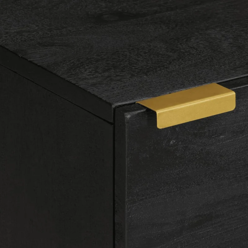 Lot de 2 tables de chevet avec compartiment avec porte 40 x 33 x 46 cm bois de manguier noir DEC035521