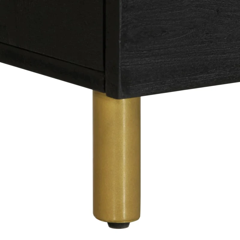Lot de 2 tables de chevet avec compartiment avec porte 40 x 33 x 46 cm bois de manguier noir DEC035521