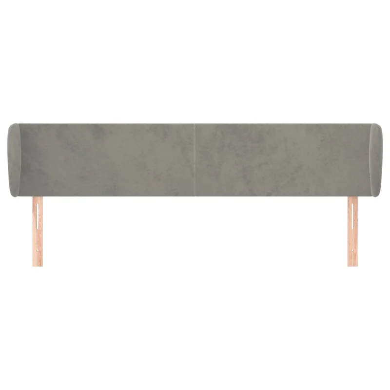 Tête de lit accessoire couchage chambre à coucher meuble avec rebord latéral 183 x 23 x 78/88 cm tissu velours gris clair TDL0205198