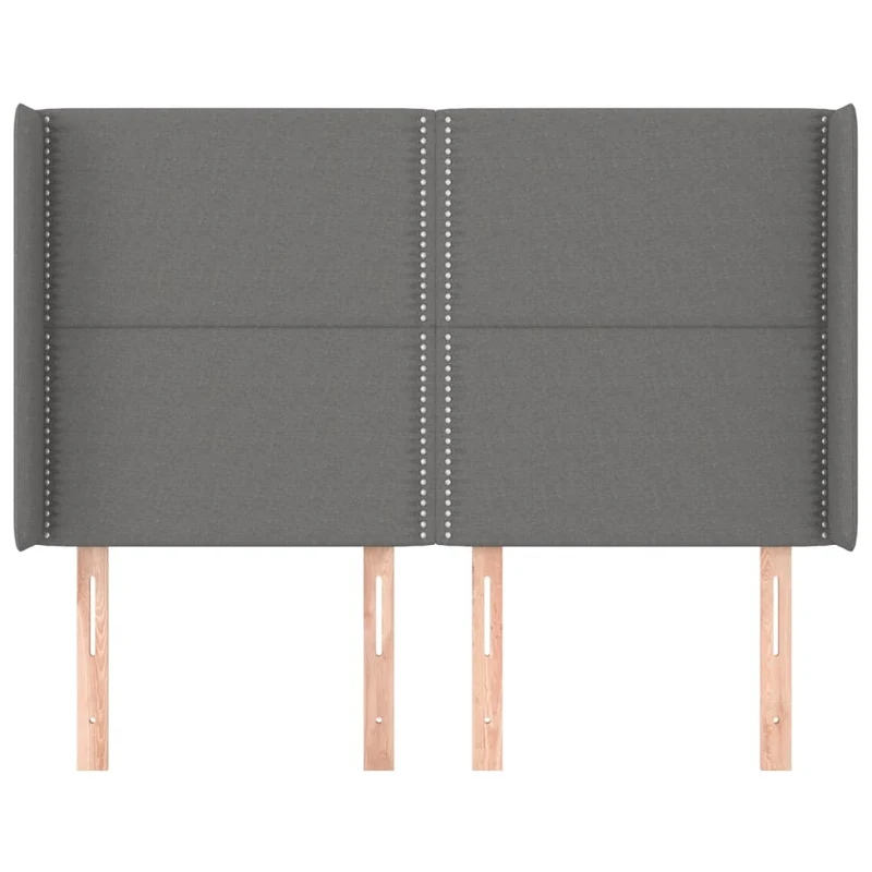 Tête de lit accessoire couchage chambre à coucher meuble avec rebord latéral 147 x 16 x 118/128 cm tissu gris foncé TDL0205025