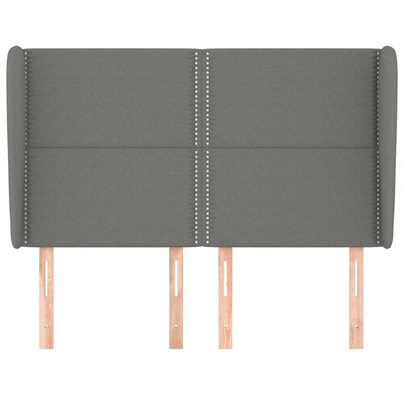 Tête de lit accessoire couchage chambre à coucher meuble avec rebord latéral 147 x 23 x 118/128 cm tissu gris foncé TDL0205004