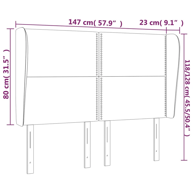 Tête de lit accessoire couchage chambre à coucher meuble avec rebord latéral 147 x 23 x 118/128 cm tissu gris foncé TDL0205004