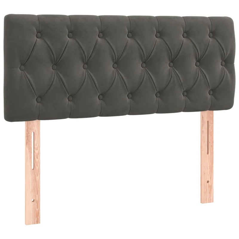 Tête de lit accessoire couchage chambre à coucher meuble capitonné 100 x 7 x 78/88 cm tissu velours gris foncé TDL0203184