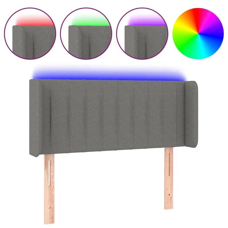 Tête de lit accessoire couchage chambre à coucher meuble à LED 83 x 16 x 78/88 cm tissu gris foncé TDL0201019