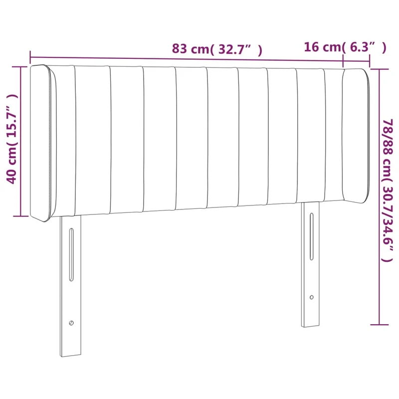 Tête de lit accessoire couchage chambre à coucher meuble à LED 83 x 16 x 78/88 cm tissu gris foncé TDL0201019