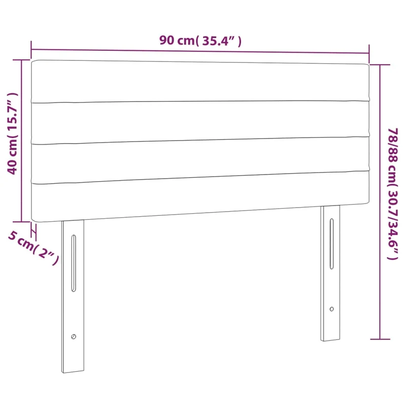 Tête de lit accessoire couchage chambre à coucher meuble à LED 90 x 5 x 78/88 cm tissu velours noir TDL0200529