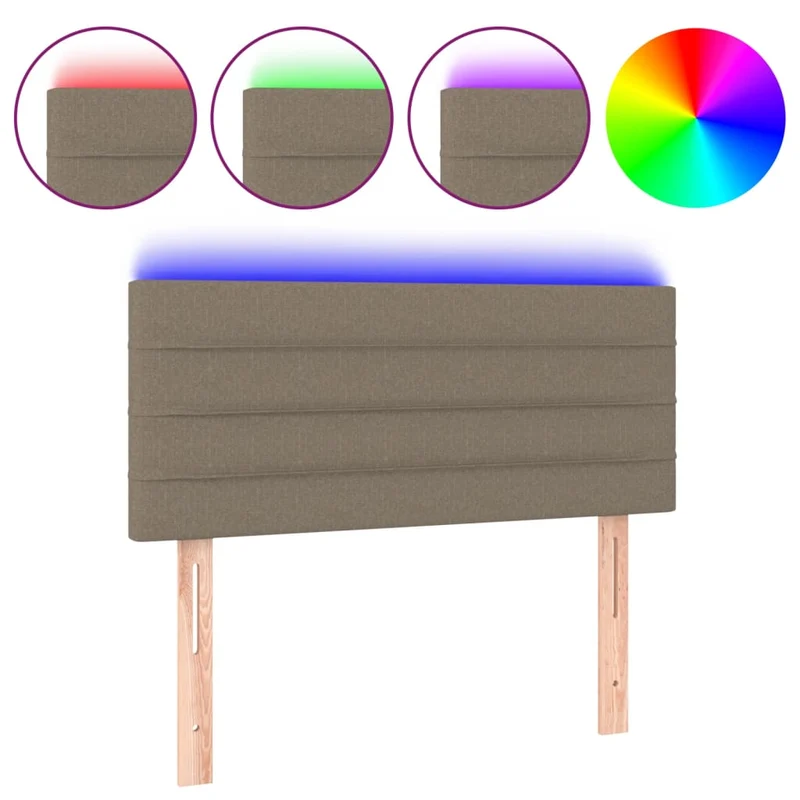 Tête de lit accessoire couchage chambre à coucher meuble à LED 100 x 5 x 78/88 cm tissu taupe TDL0200434