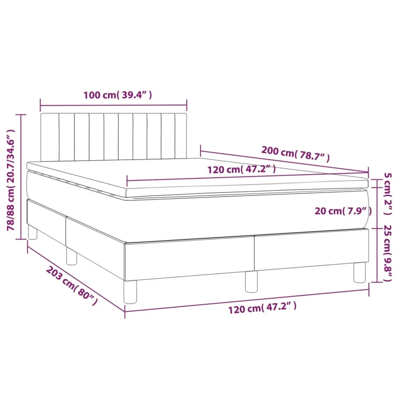 Cadre de lit LED avec sommier tête de lit matelas 120 x 200 cm tissu noir TDL0209291