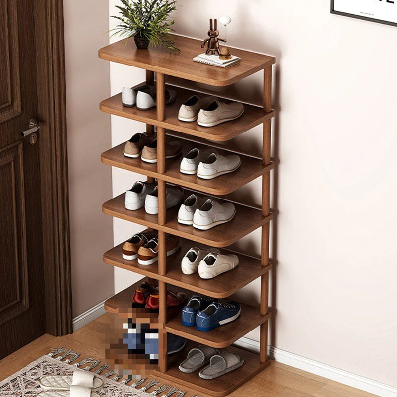 Modern Minimalist Rectangular Cylinder MDF Pine Wood Shoe Storage 6/7 Tier For Entryways