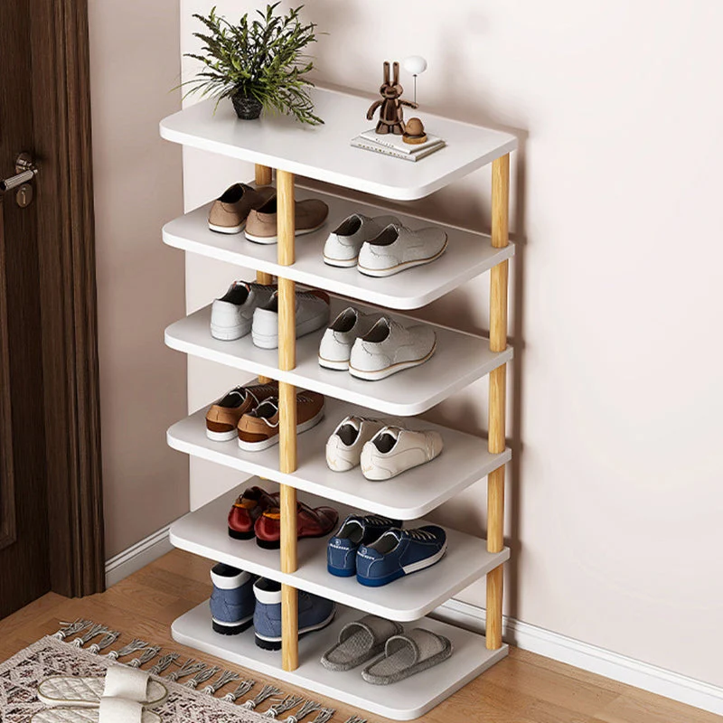 Modern Minimalist Rectangular Cylinder MDF Pine Wood Shoe Storage 6/7 Tier For Entryways