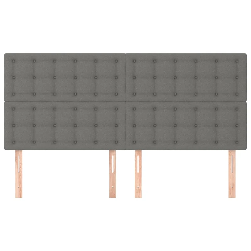 Tête de lit accessoire couchage chambre à coucher meuble en 4 parties 100 x 5 x 78/88 cm tissu gris foncé TDL0206019