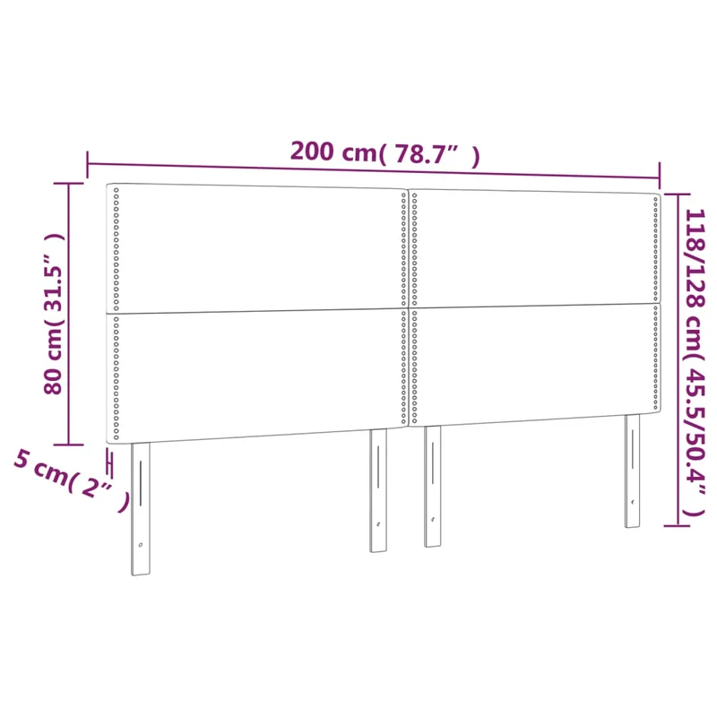 Tête de lit accessoire couchage chambre à coucher meuble en 4 parties 100 x 5 x 78/88 cm synthétique noir TDL0205978