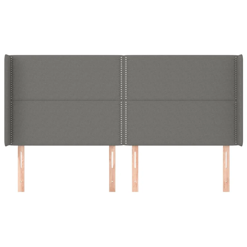 Tête de lit accessoire couchage chambre à coucher meuble avec rebord latéral 183 x 16 x 118/128 cm tissu gris foncé TDL0204967