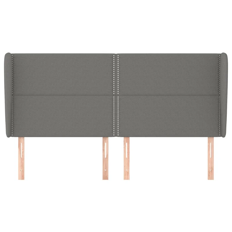 Tête de lit accessoire couchage chambre à coucher meuble avec rebord latéral 183 x 23 x 118/128 cm tissu gris foncé TDL0204960