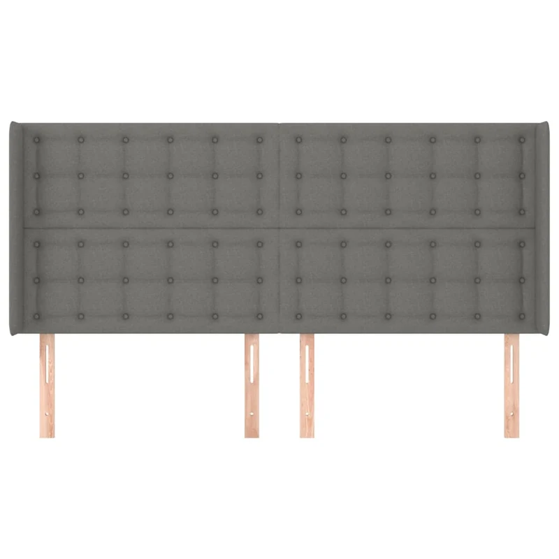 Tête de lit accessoire couchage chambre à coucher meuble avec rebord latéral 203 x 16 x 118/128 cm tissu gris foncé TDL0204953