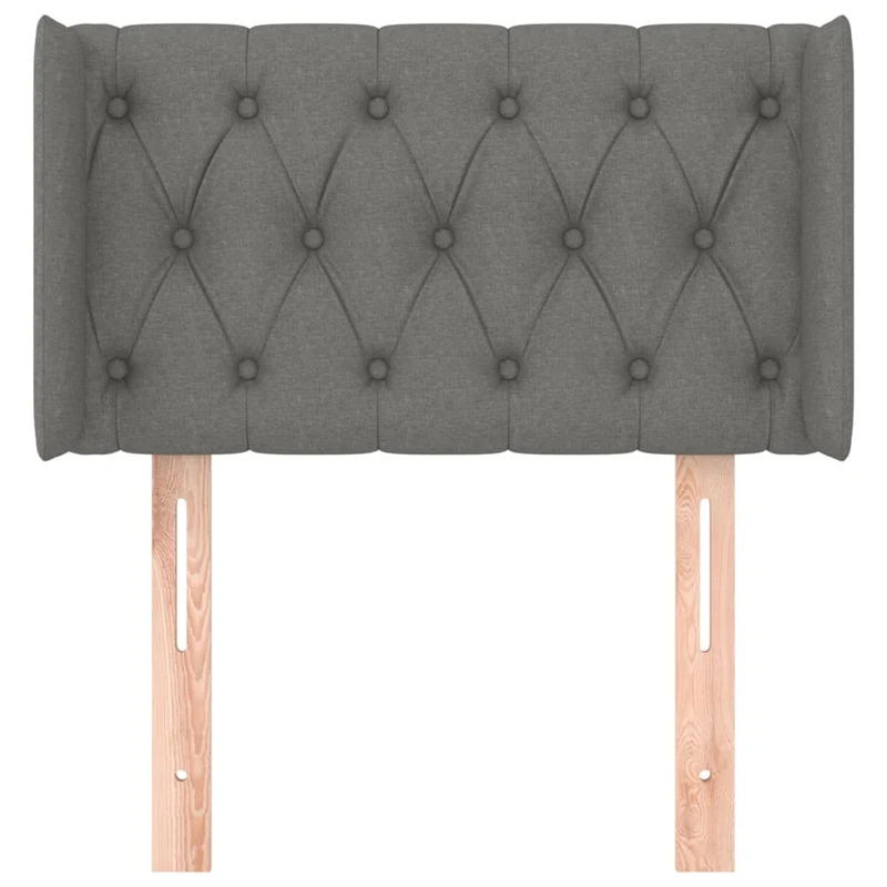 Tête de lit accessoire couchage chambre à coucher meuble avec rebord latéral 83 x 16 x 78/88 cm tissu gris foncé TDL0204903