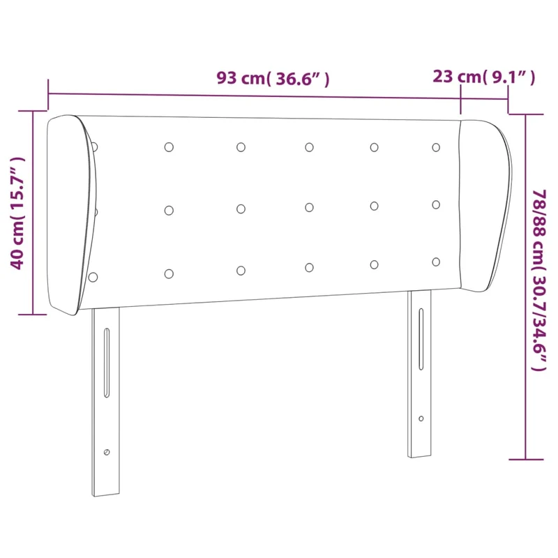 Tête de lit accessoire couchage chambre à coucher meuble capitonné avec rebord latéral 93 x 23 x 78/88 cm tissu velours gris foncé TDL0204837