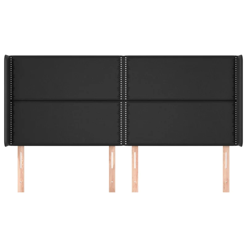 Tête de lit accessoire couchage chambre à coucher meuble avec rebord latéral 203 x 16 x 118/128 cm synthétique noir TDL0204501