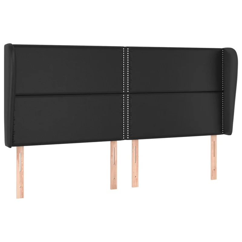 Tête de lit accessoire couchage chambre à coucher meuble avec rebord latéral 203 x 23 x 118/128 cm synthétique noir TDL0204484