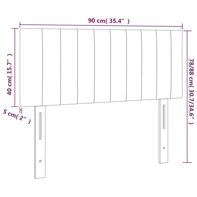 Tête de lit accessoire couchage chambre à coucher meuble 90 x 5 x 78/88 cm tissu noir TDL0202077