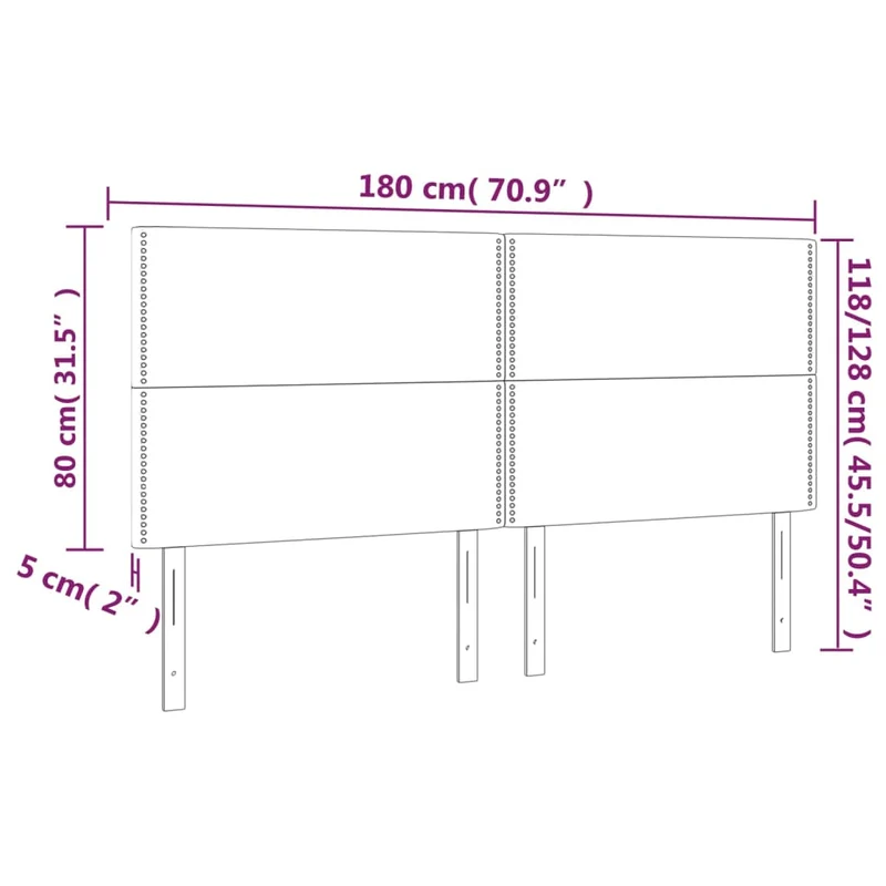 Tête de lit accessoire couchage chambre à coucher meuble à LED 180 x 5 x 118/128 cm tissu gris foncé TDL0201103