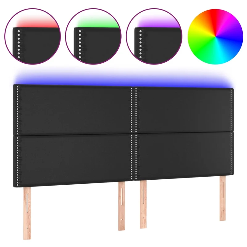 Tête de lit accessoire couchage chambre à coucher meuble à LED 200 x 5 x 118/128 cm synthétique noir TDL0200632