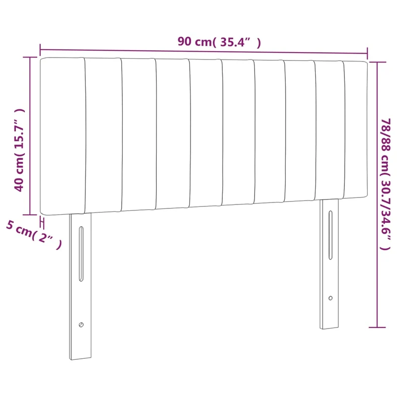 Tête de lit accessoire couchage chambre à coucher meuble à LED 90 x 5 x 78/88 cm tissu noir TDL0200532