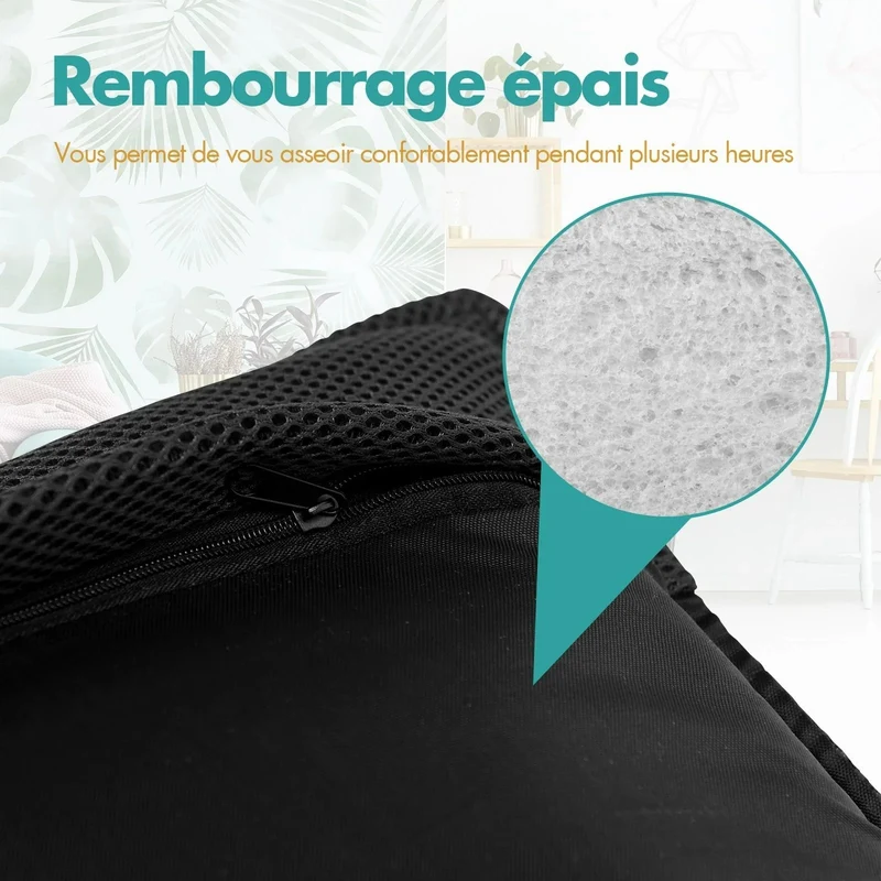 Chaise de sol pliable tatami inclinable en 6 position 44x54x53 cm noir 20_0000387