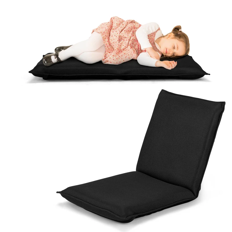Chaise de sol pliable tatami inclinable en 6 position 44x54x53 cm noir 20_0000387