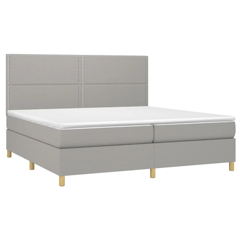 Cadre de lit LED avec sommier tête de lit matelas surmatelas 200x200 cm tissu gris clair TDL0207793