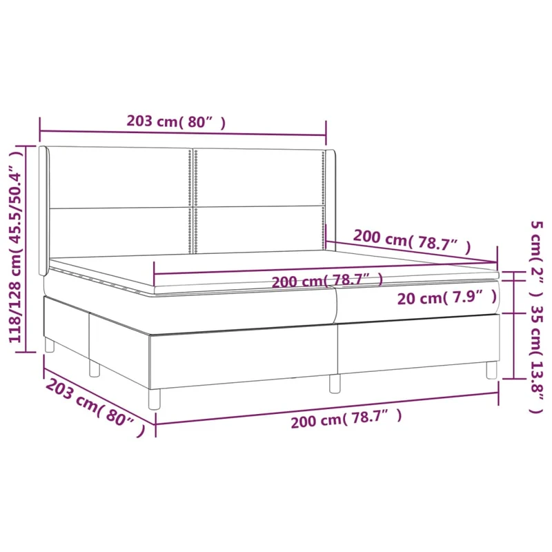 Cadre de lit LED avec sommier tête de lit matelas surmatelas 200x200 cm tissu gris clair TDL0207785