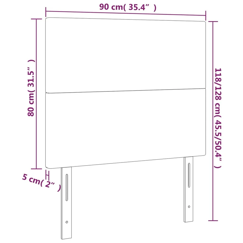 Tête de lit accessoire couchage chambre à coucher meuble en 2 parties 90 x 5 x 78/88 cm tissu velours gris clair TDL0206401