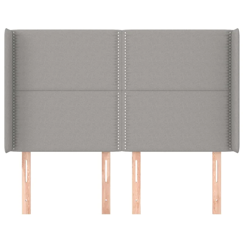 Tête de lit accessoire couchage chambre à coucher meuble avec rebord latéral 147 x 16 x 118/128 cm tissu gris clair TDL0205270
