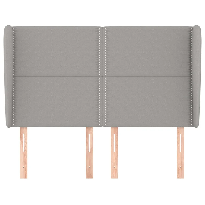 Tête de lit accessoire couchage chambre à coucher meuble avec rebord latéral 147 x 23 x 118/128 cm tissu gris clair TDL0205249