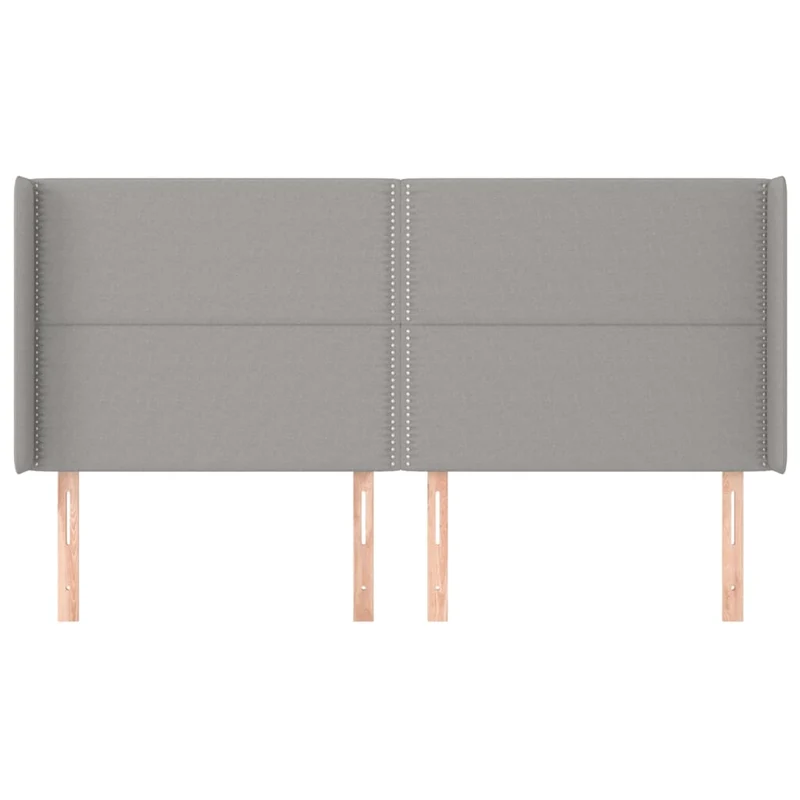 Tête de lit accessoire couchage chambre à coucher meuble avec rebord latéral 203 x 16 x 118/128 cm tissu gris clair TDL0205194