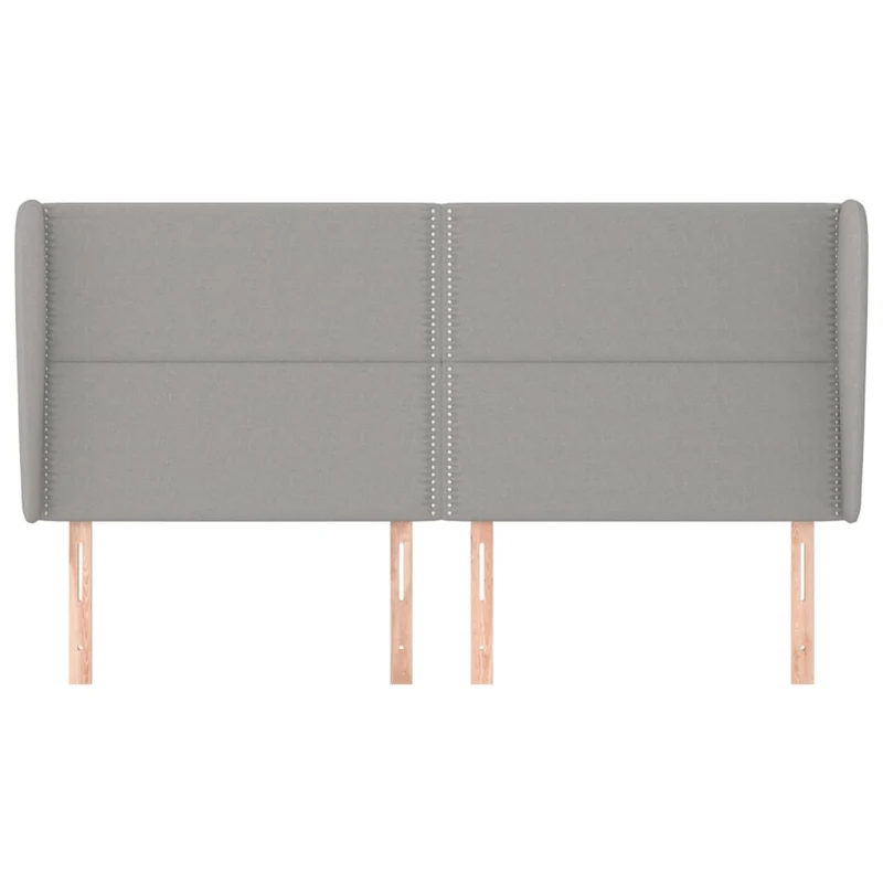 Tête de lit accessoire couchage chambre à coucher meuble avec rebord latéral 203 x 23 x 118/128 cm tissu gris clair TDL0205171