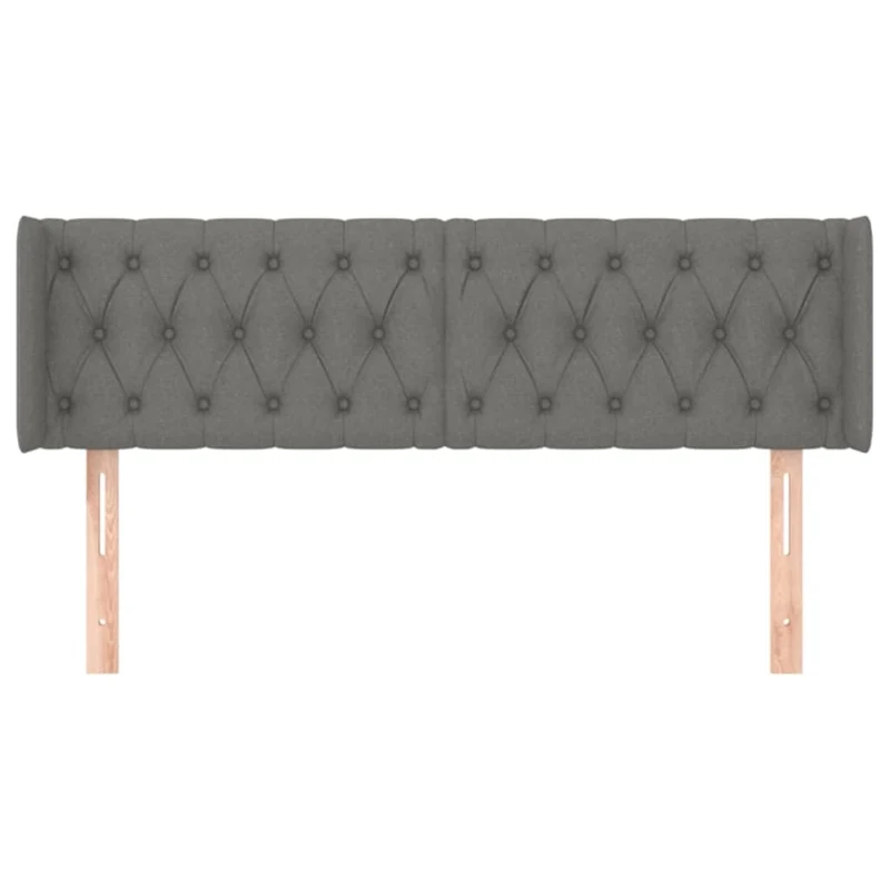 Tête de lit accessoire couchage chambre à coucher meuble avec rebord latéral 147 x 16 x 78/88 cm tissu gris foncé TDL0205013