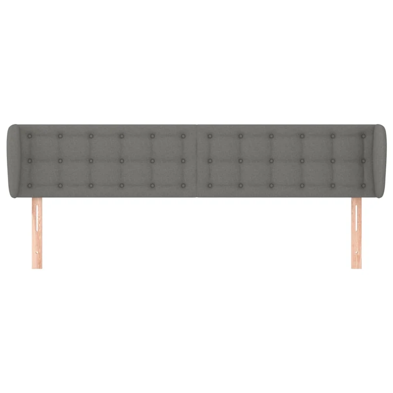 Tête de lit accessoire couchage chambre à coucher meuble avec rebord latéral capitonné 203 x 16 x 78/88 cm tissu gris foncé TDL0204940