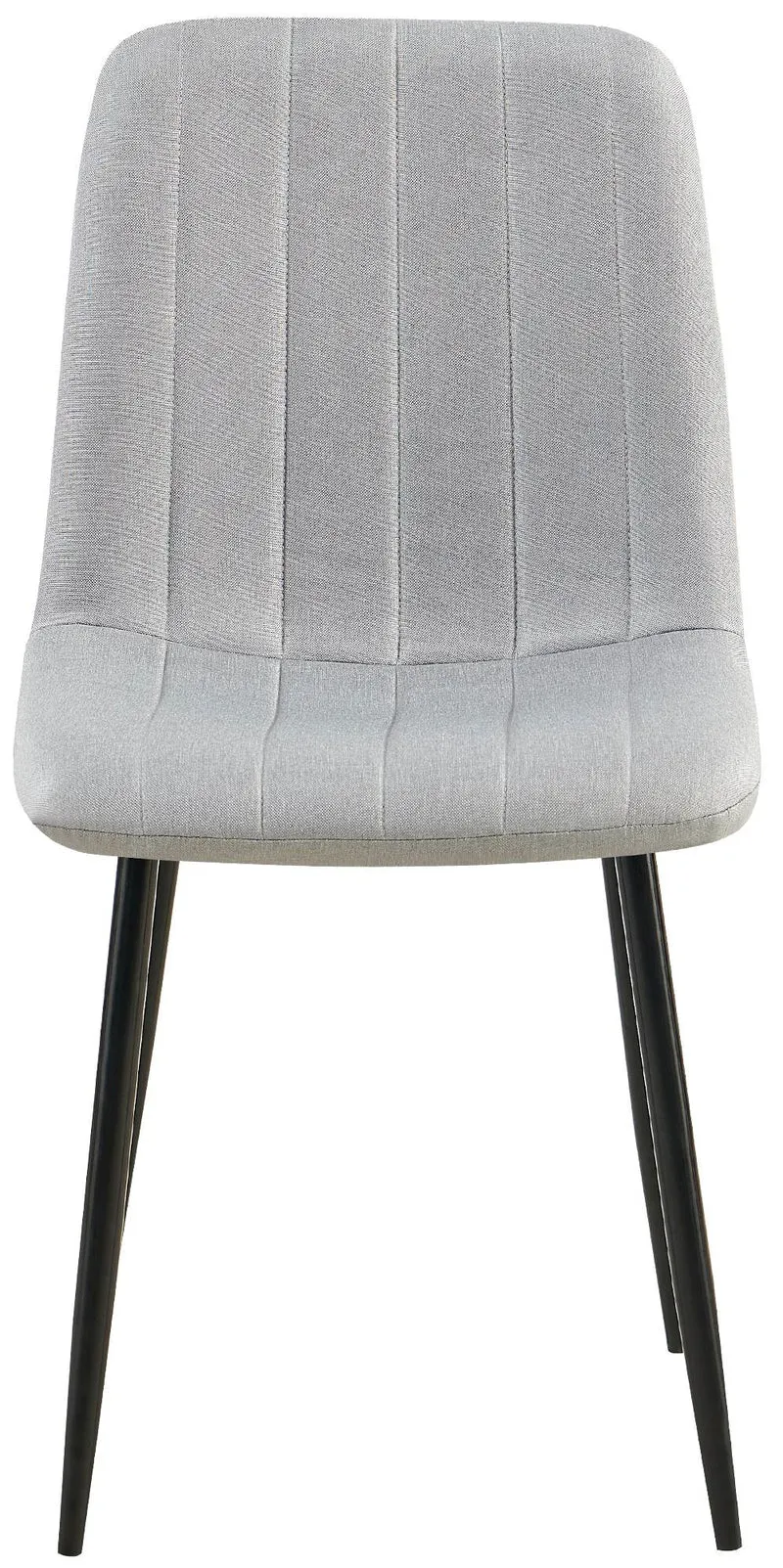 Chaise de salle à manger x1 coutures décoratives verticales assise en tissu gris pieds en métal noir 10_0002208