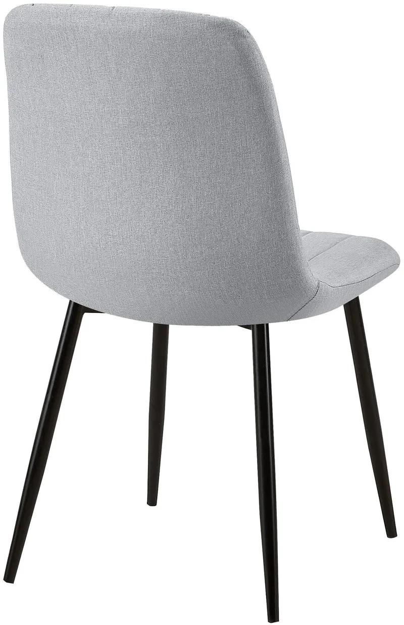 Chaise de salle à manger x1 coutures décoratives verticales assise en tissu gris pieds en métal noir 10_0002208