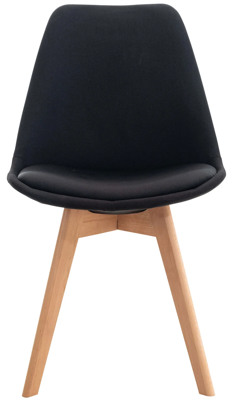 Chaise de salle à manger x1 design scandinave en tissu noir et pieds en bois clair 10_0002292