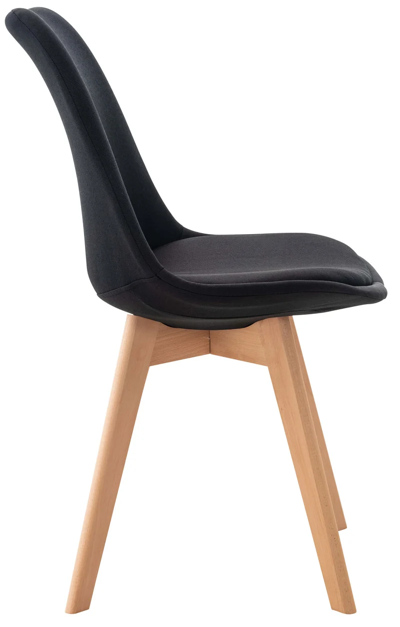Chaise de salle à manger x1 design scandinave en tissu noir et pieds en bois clair 10_0002292