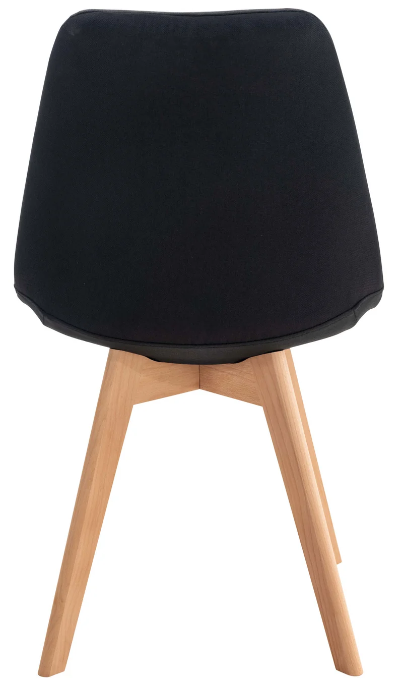 Chaise de salle à manger x1 design scandinave en tissu noir et pieds en bois clair 10_0002292