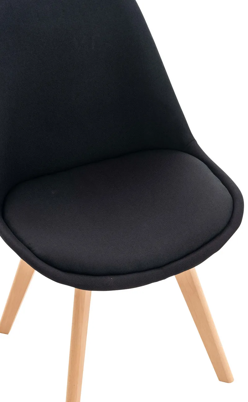 Chaise de salle à manger x1 design scandinave en tissu noir et pieds en bois clair 10_0002292