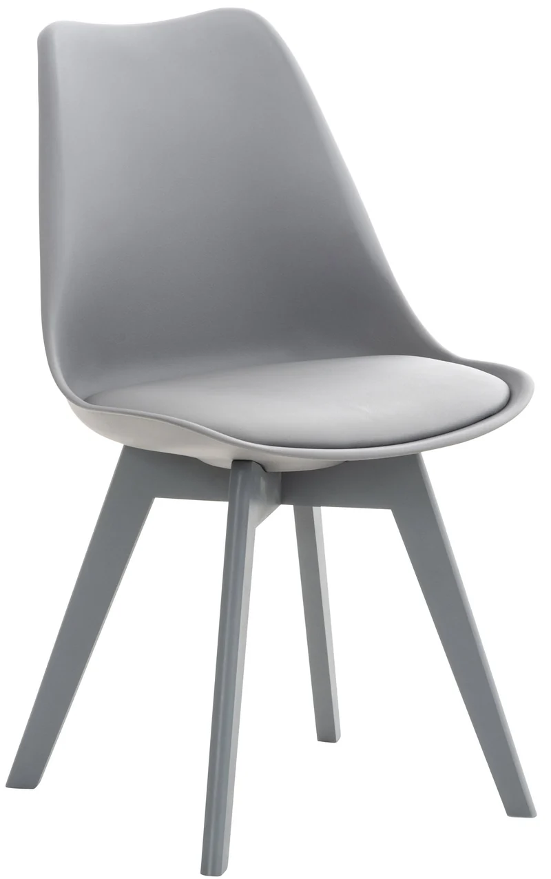 Chaise de salle à manger x1 design scandinave en plastique et PVCgris et pieds en bois gris 10_0002275