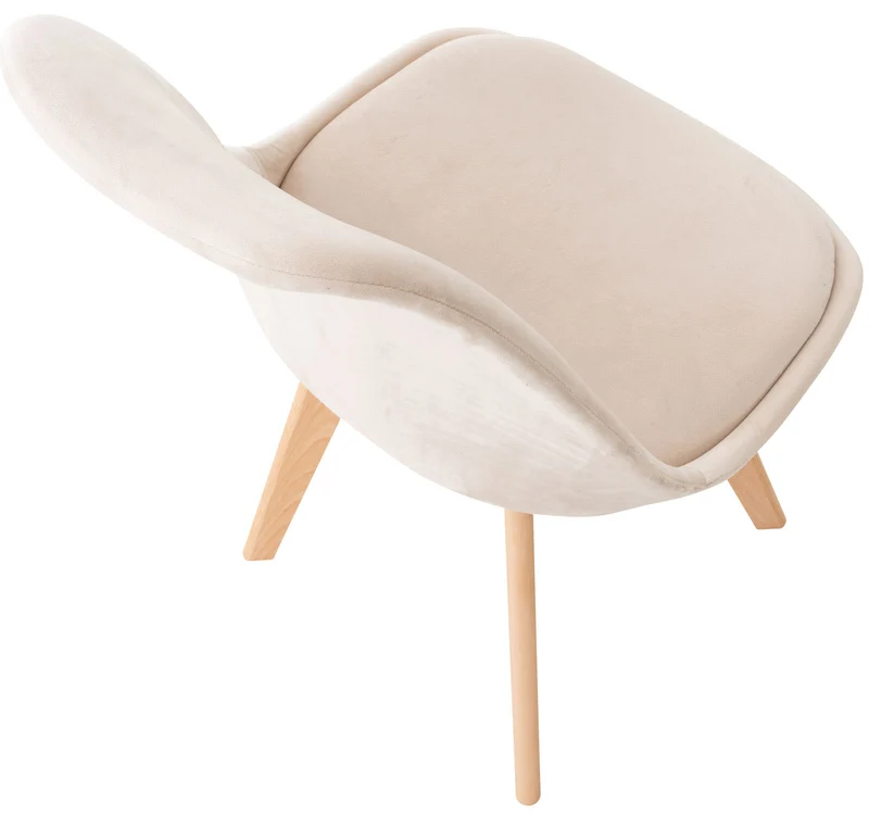 Chaise de salle à manger x1 design scandinave en velours beige et pieds en bois clair 10_0002280